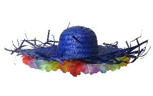 HAWAII STRO HOED - BLAUW/ROOD/GEEL (6st.)