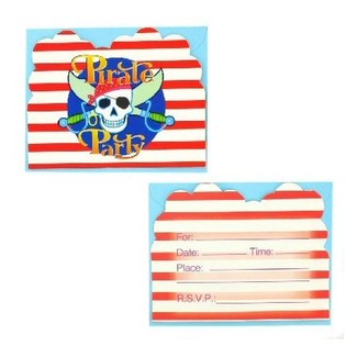 12 VERJAARDAGSKAARTEN MET ENVELOP - PIRATE PARTY (6sets.)