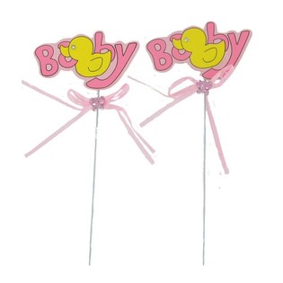 GEBOORTE TAART PRIKKER - BABY ROZE (12st.)