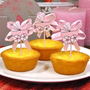 GEBOORTE CUPCAKE PRIKKER - ROZE KINDERWAGEN (12st.)
