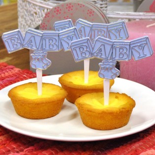 GEBOORTE CUPCAKE PRIKKER - BABY BLAUW (12st.)