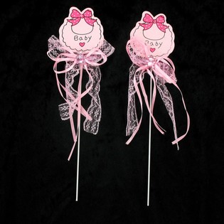GEBOORTE TAART PRIKKER - BABY ROZE (12st.)