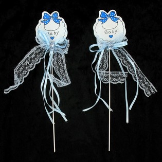GEBOORTE TAART PRIKKER - BABY BLAUW (12st.)