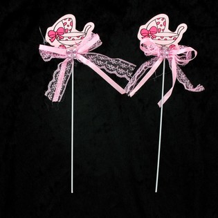 GEBOORTE TAART PRIKKER - ROZE KINDERWAGEN (12st.)