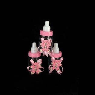 ROZE DECORATIE DRINKFLES MET BEERTJE (12st.)