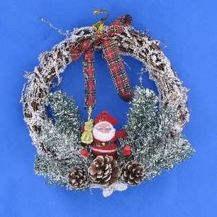 KLEINE LUXE KERST DEURHANGER MET SNOW LOOK