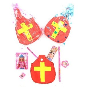 GEVULDE SINTERKLAAS MIJTER MET SCHRIJFWAREN (12st.)