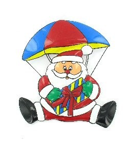 DECORATIE BORD - KERSTMAN AAN PARACHUTE (6st.)