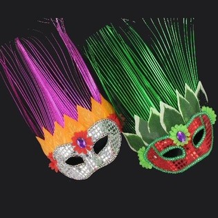 FEESTMASKER MET LANGE SPRIETEN (11st.)