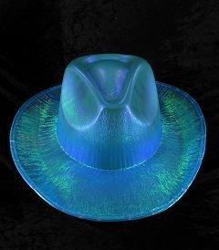 COWBOY GLITTER HOED - BLAUW (6st.)