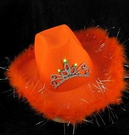 COWBOY HOED MET LICHT - ORANJE (6st.)
