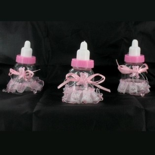 ROZE DECORATIE DRINKFLES MET FRANJES (6st.)