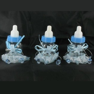BLAUWE DECORATIE DRINKFLES MET FRANJES (6st.)