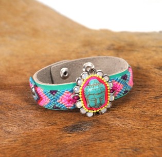 ARMBAND ZILVER GROEN BUDDHA (1st)