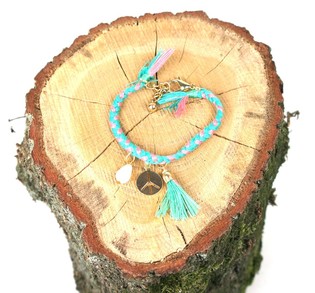GEVLOCHTEN ARMBAND TURQUOISE ROZE (1st)