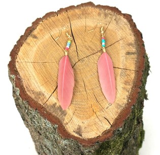 IBIZA LOOK OORBELLEN MET VEER OUDROZE (1st)
