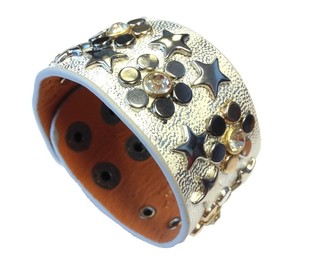 LUXE BREDE IBIZA LOOK ARMBAND ZILVER STUDS (1st)