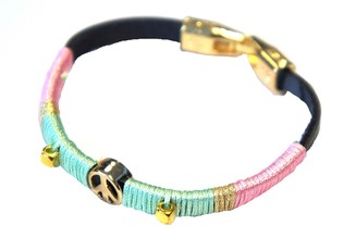 IBIZA LOOK ARMBAND MET PEACE TEKEN ROZE/MINT (1st)
