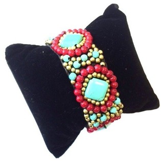 ARMBAND TURQUOISE/ROOD (1st)