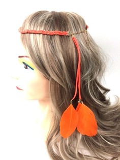 GEVLOCHTEN HAARBAND MET VEREN ORANJE (1st)