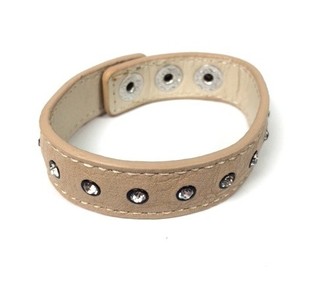 LEATHER LOOK ARMBAND CR&Eacute;ME STRASS (1st)