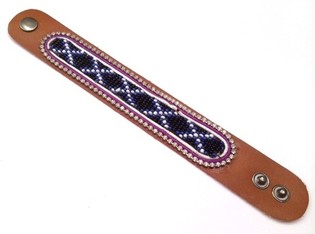 LEDEREN ARMBAND AZTEK TRANSPARANTE STRASS (1st)