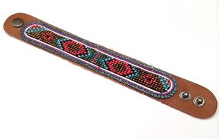 LEDEREN ARMBAND AZTEK LICHTBLAUWE STRASS (1st)