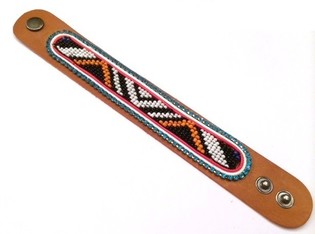 LEDEREN ARMBAND AZTEK LICHTBLAUWE STRASS (1st)