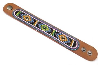 LEDEREN ARMBAND AZTEK BLAUWE STRASS (1st)