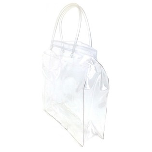 LUXE TRANSPARANTE BLOKBODEM VERPAKKINGSTAS MET STEVIGE HANDGREEP 18.5x18cm (25st)