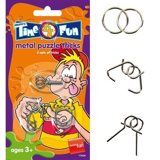 SMIFFY'S 3 METALEN TRICK PUZZELTJES OP KAART (24st.)