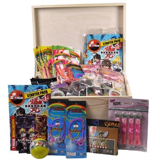 GRATIS - HOUTEN SCHATKIST MET 150 ST. MIX GRABBELTON ITEMS (150 St. + Gratis Kist)