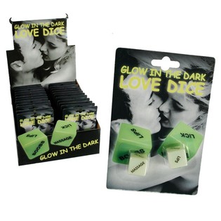 GLOW IN THE DARK SEX DOBBELSTENEN IN DISPLAY (24st.)