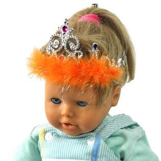 ZILVERKLEURIG KROONTJE MET ORANJE PLUCHE RAND (12st.)