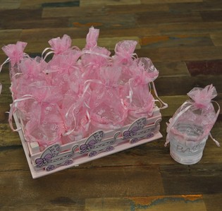 DECO KRAT MET 12 GESCHENKVERPAKKINGEN - ROZE