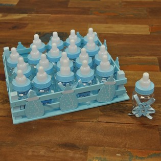 DECO KRAT MET 20 DRINKFLESJES - BLAUW