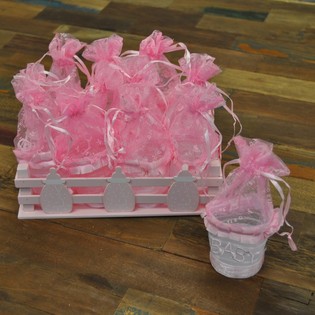 DECO KRAT MET 12 GESCHENKVERPAKKINGEN - ROZE