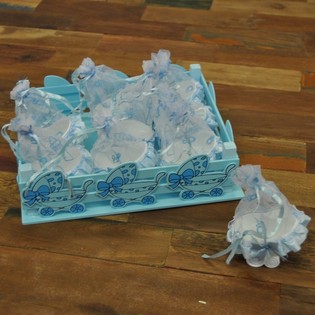 DECO KARTJE MET 9 DECO KINDERWAGENS - BLAUW