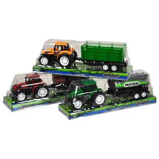 TRACTOR MET AANHANGER OP BLISTER 21 CM. (6st.)
