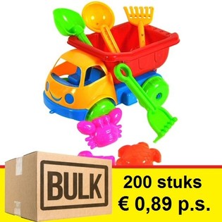 ***BULK AANBIEDING*** DUMP TRUCK SPEELGOED STRANDSET 17 CM. (200st.)