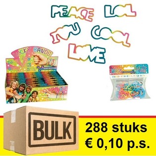 ***BULK AANBIEDING*** LUCKY BANDS ARMBANDJES VOOR KINDEREN - MODEL: WOORDEN (288st.)