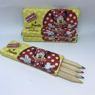 DISNEY - MINNIE MOUSE 4 stuks KLEINE KLEURPOTLODEN IN DOOSJE (48st.)