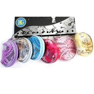 GLITTER OPBERGTASJES AAN SLEUTELHANGER (12st.)