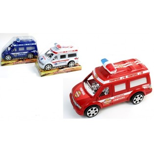 MIX KLEUR, GROTE POLITIE / AMBULANCE FRICTIE VOERTUIGEN OP BLISTER (6st.)