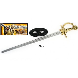 GROTE ZORO MASKER EN ZWAARD, 59 Cm. LANG (6st.)