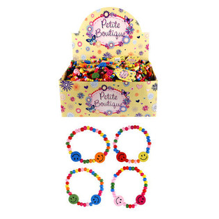 VROLIJKE SMILEY HOUTEN KINDER ARMBANDEN IN DISPLAY (144st.)