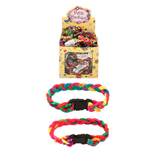 GEVLOCHTEN NEON GEKLEURDE KINDER ARMBANDEN IN DISPLAY (144st.)
