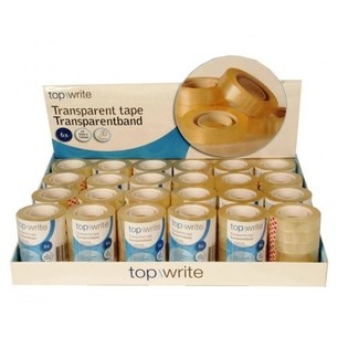 TOPWRITE - 6 ROLLEN TRANSPARANT PLAKBAND IN DISPLAY (24 SETS a 6 ROLLEN)