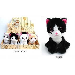 PLUCHE KAT, MIX DESIGN 16 CM. HOOG  IN DISPLAY (12st.)