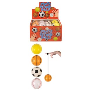 SPORT BALLEN AAN ELASTIEK  IN DISPLAY (24st.)